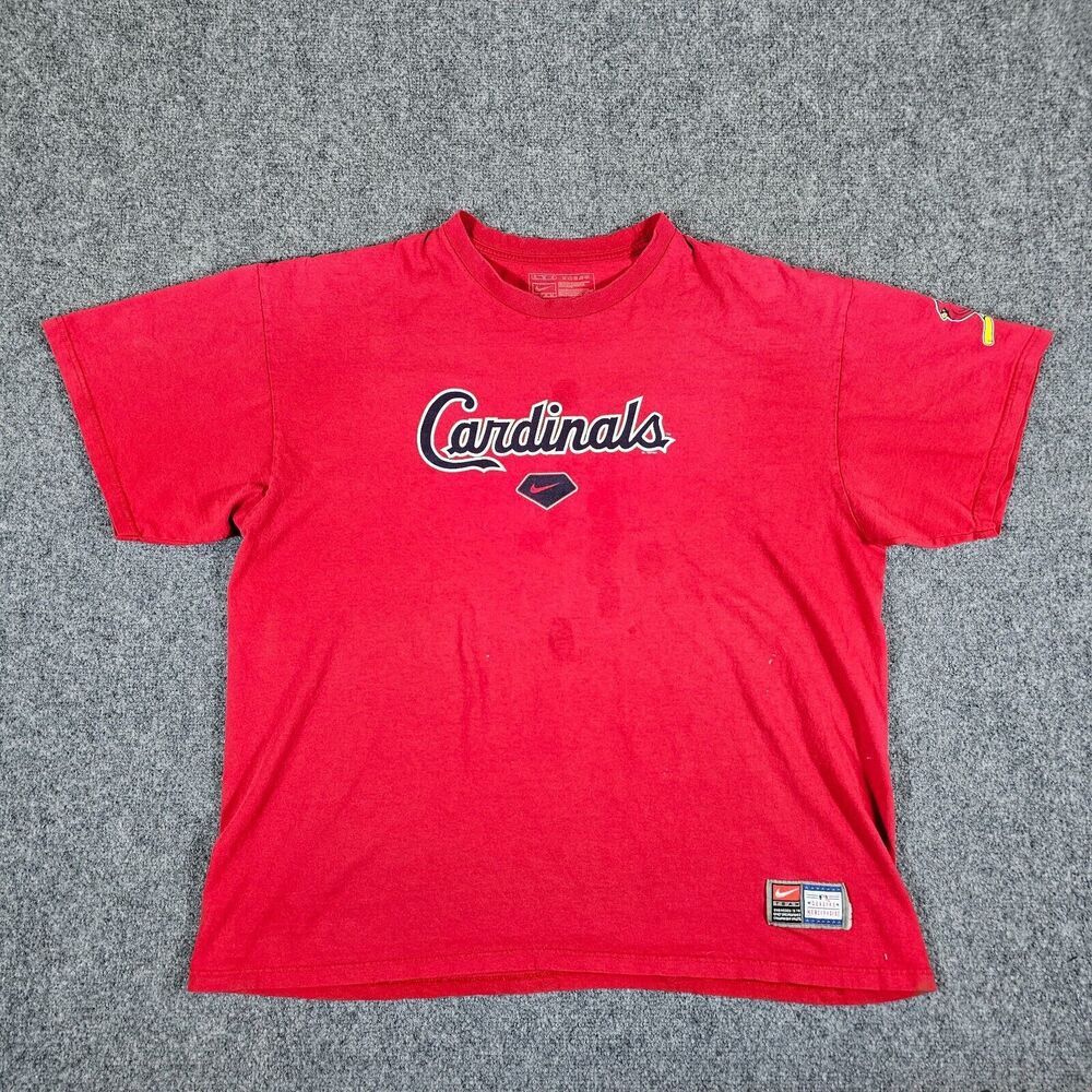 Vintage Nike Red Tag MLB Cardinals Swoosh Graphic‎ T Shirt Red Men's Size XL